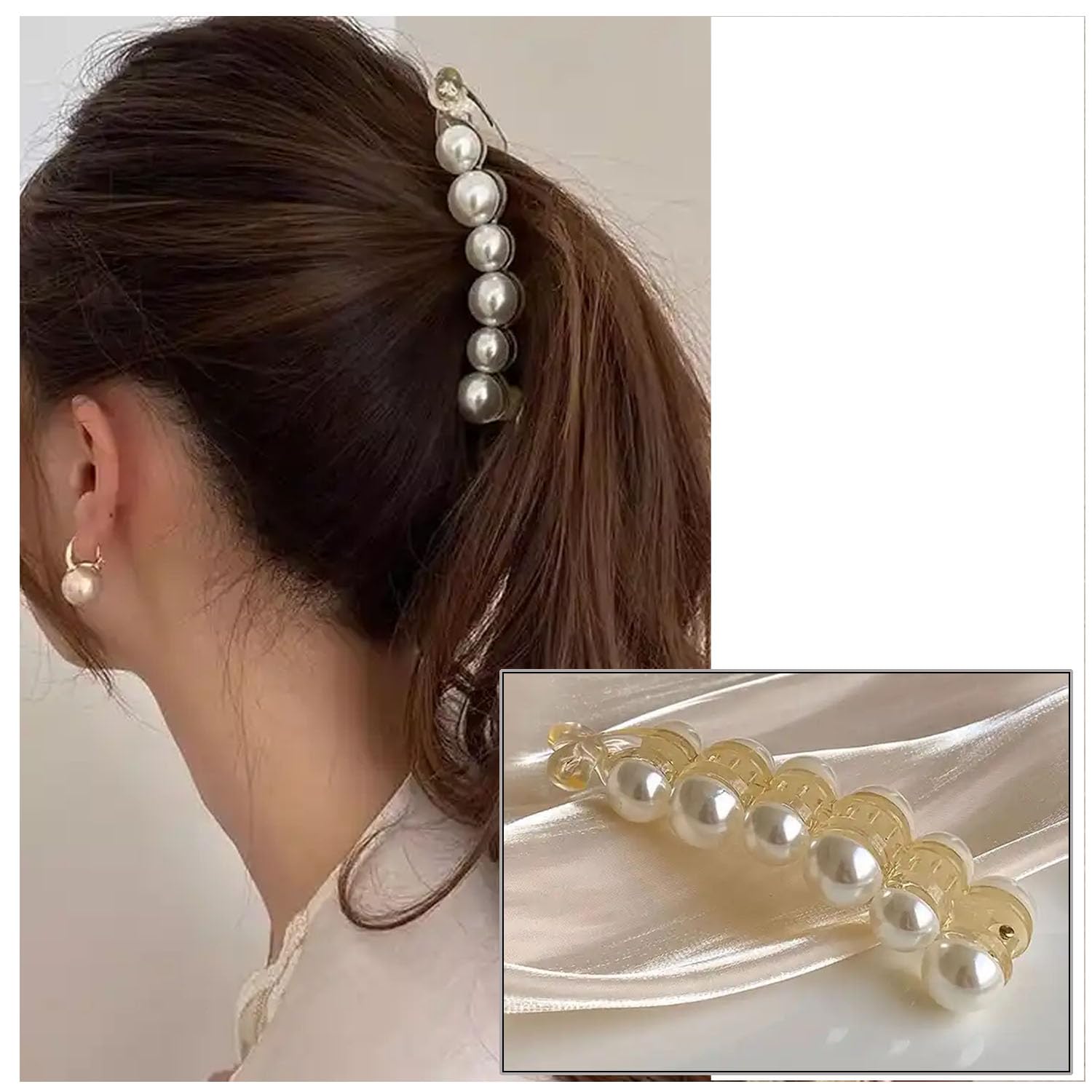 Kidzoo 1Pc PEARL BANANA CLIP for Girls & Women - 4.3