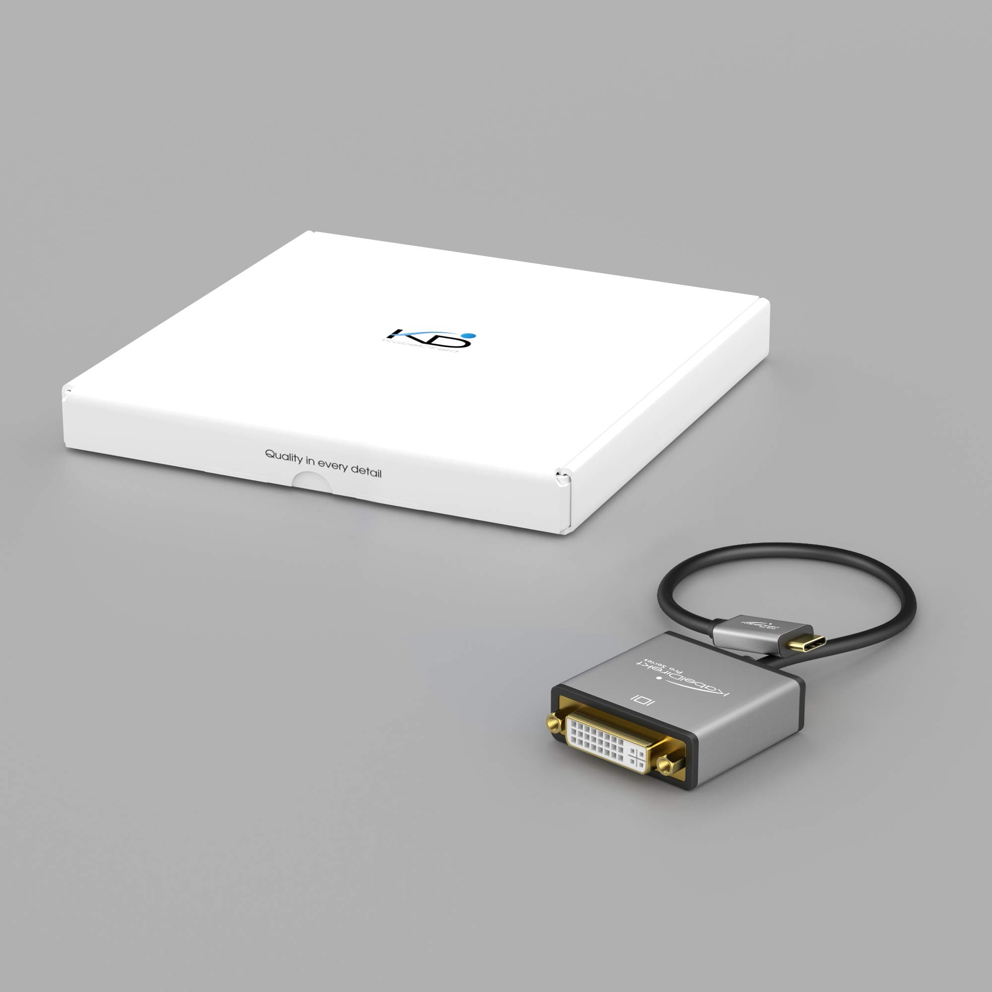 KabelDirekt PRO Series USB C to DVI Adapter 0.15m - 4K/30Hz Resolution, USB 3.1 & Thunderbolt 3 Compatible - Works with MacBook Pro 2016/2017, MacBook 12