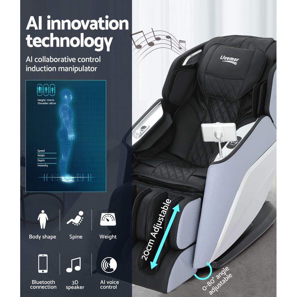 Livemor 4D Massage Chair with Electric Recliner - Full Body Shiatsu Massage for Home & Office - Perfect for Relaxation, Pain Relief & Stress Relief