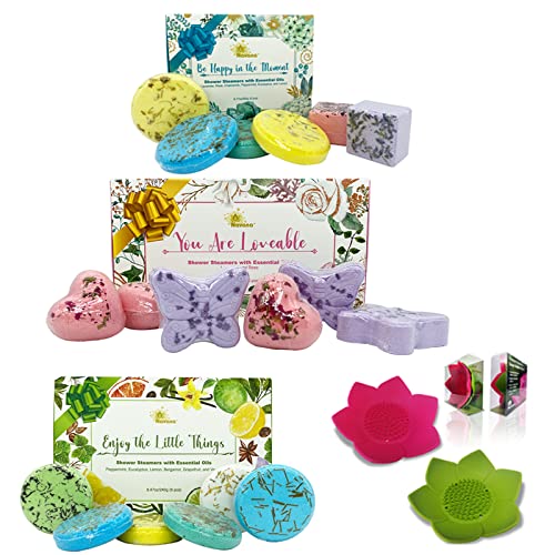 NAVANA Aromatherapy Shower Steamers Gift Set - XXL Deluxe Lavender & Rose Scented Shower Bombs for Stress Relief & Relaxation (900g) - Perfect Spa Gift for Women, Self Care & Bathroom Luxury