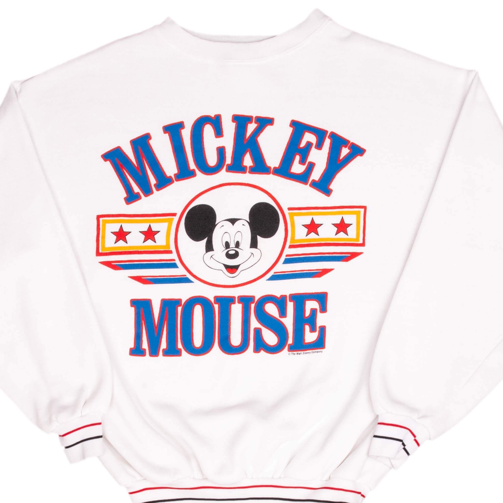Vintage 1990s Disney Mickey Mouse White Sweatshirt - Size Large - Retro Casual Wear for Disney Fans & Collectors