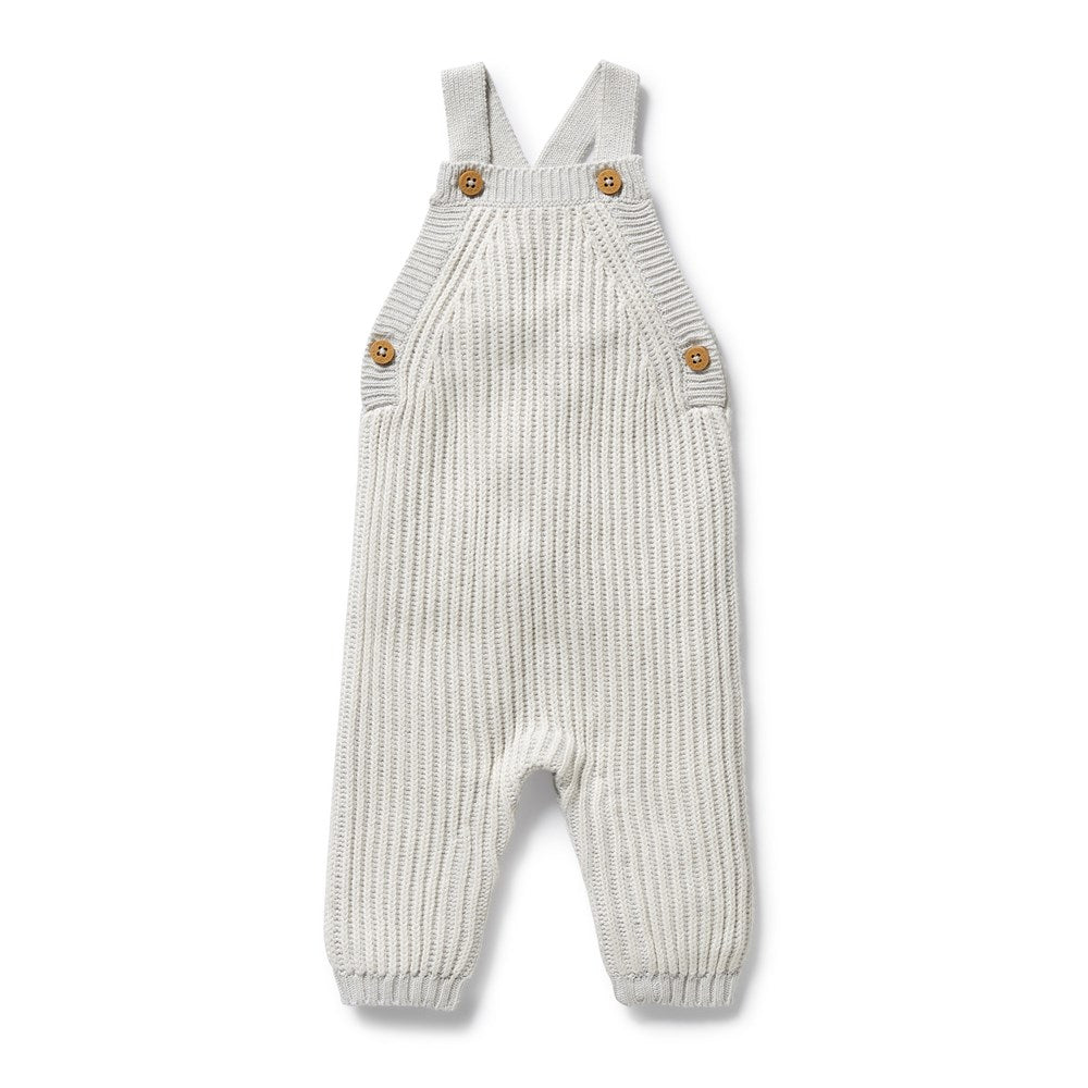 Organic Knitted Baby Overalls - Grey Melange & Oatmeal Colors | Soft Cotton Jumpsuit for Infants | Perfect for Playtime, Nursery & Photo Shoots