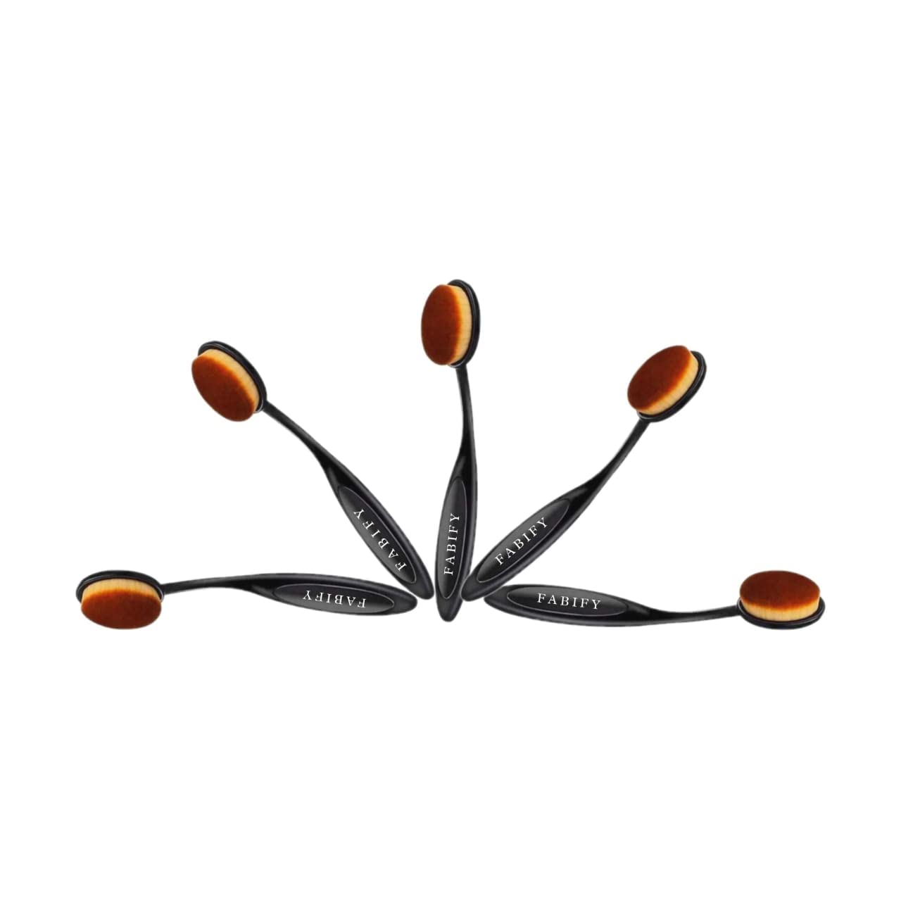 Professional Oval Makeup Brush Set - 5 Pcs Black Cosmetic Brushes for Foundation, Contour, Concealer & Eyeliner | Perfect for Everyday Makeup & Professional Makeup Artists