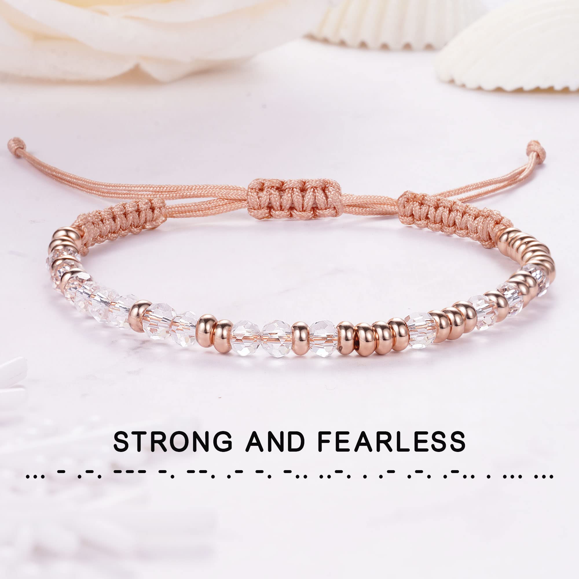 Btysun Morse Code Bracelets for Women - Inspirational Pink Braided Friendship Jewelry, Best Friend Birthday Gifts, High School Graduation Presents, Christmas Stocking Stuffers for Teens - Perfect for Daily Wear, Special Occasions & Meaningful Moments