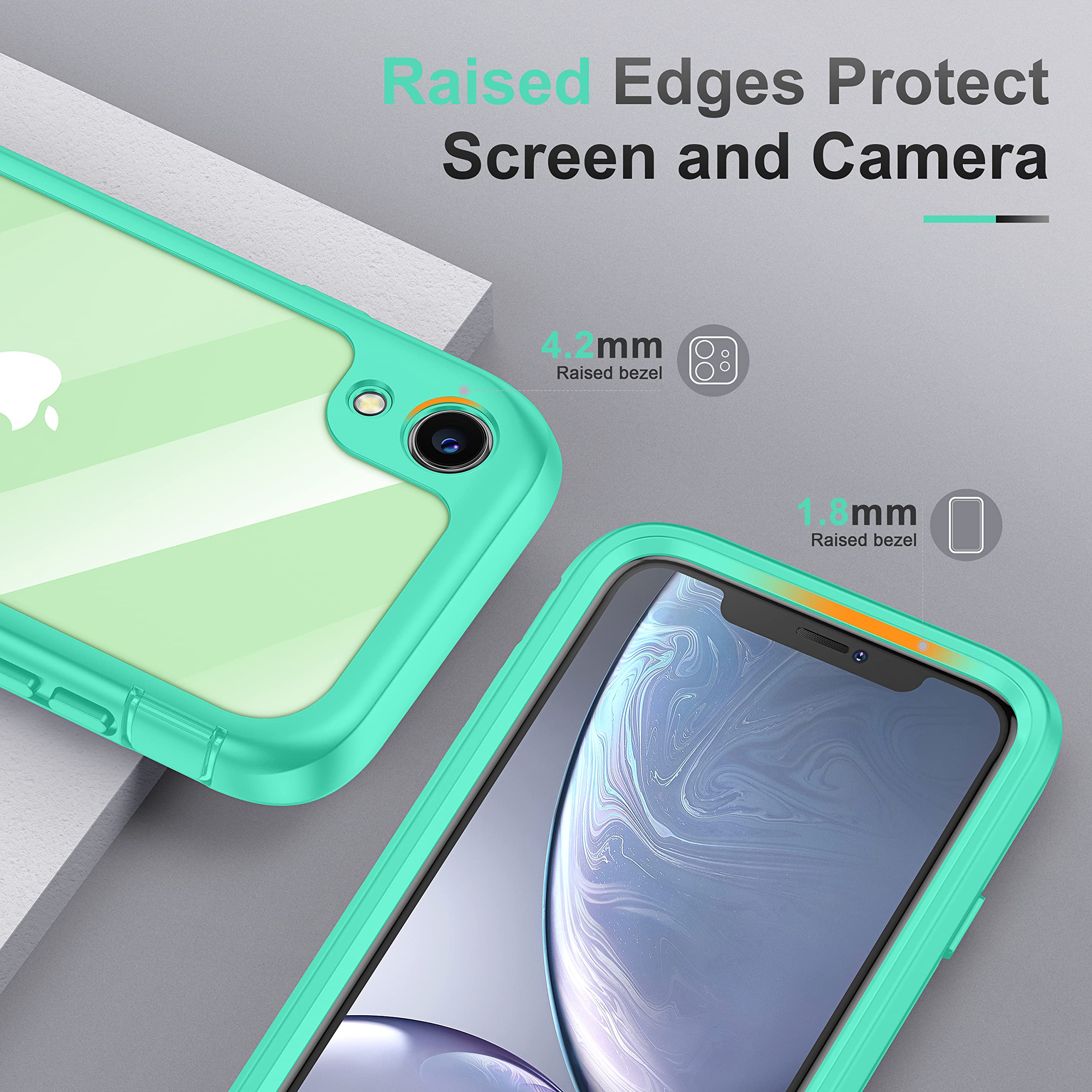 ImpactStrong Heavy Duty Protective Case for iPhone XR - Full Body Shockproof Cover with 2X Tempered Glass Screen Protectors (Mint/Clear) | Perfect for Outdoor, Work & Extreme Sports Protection