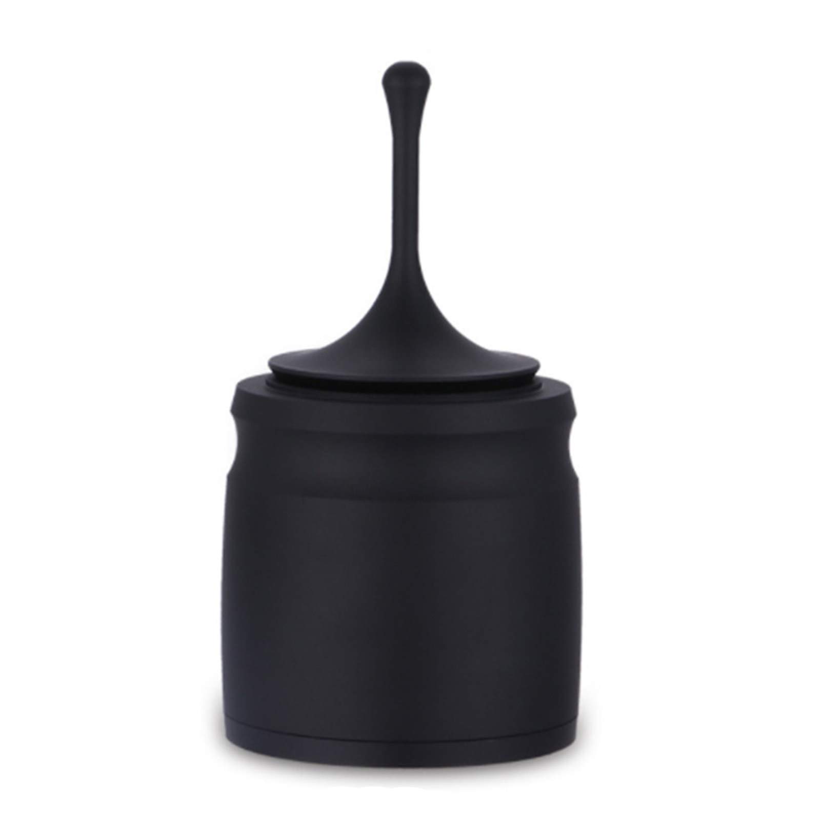 Portable Aluminum Coffee Dosage Ring & Powder Grinder with Lid - Perfect for Espresso, French Press & Home Baristas (Black)