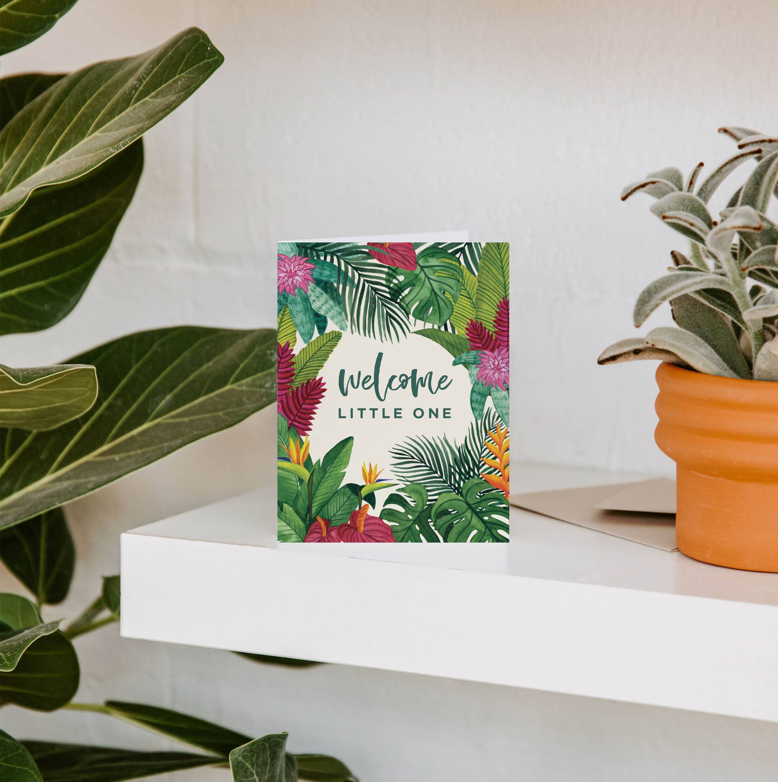 Flora Welcome Little One Greeting Card | Baby Shower Invitation | Newborn Celebration | Gender Neutral Design | Perfect for Baby Showers, Birth Announcements & First Birthday Parties