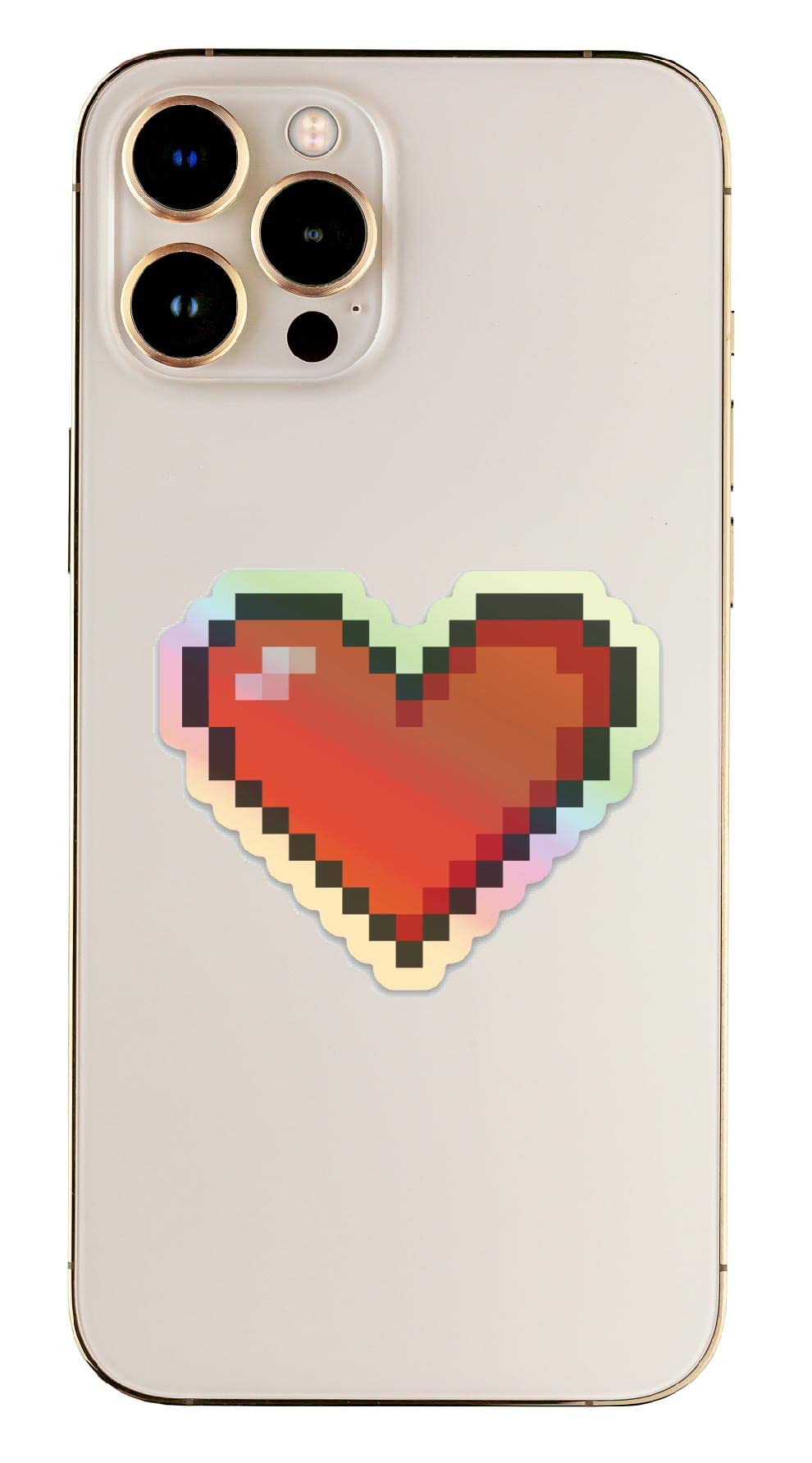 Holographic Heart Pixel Stickers - Cute Unique Funny Decals for Laptops, Water Bottles & DIY Crafts | Peel and Stick Vinyl Decoration for Teens, Kids Room & Party Decor