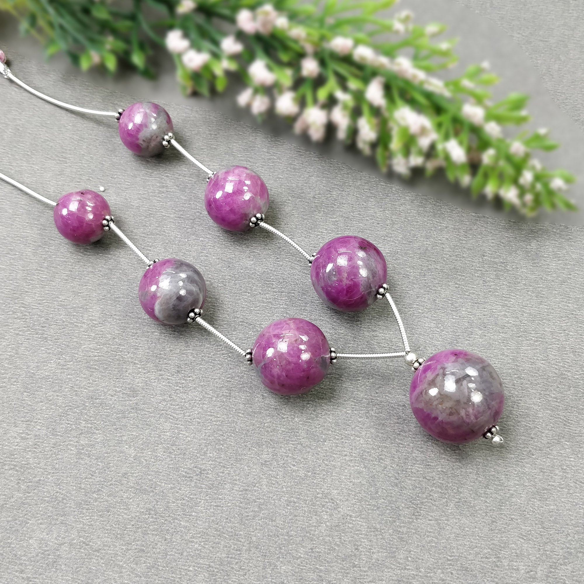 Natural Untreated Bi-Color Zoisite Ruby Loose Beads - 224.90cts (12mm-17.5mm) | High-Quality Gemstone Beads for Jewelry Making, DIY Crafts & Spiritual Healing