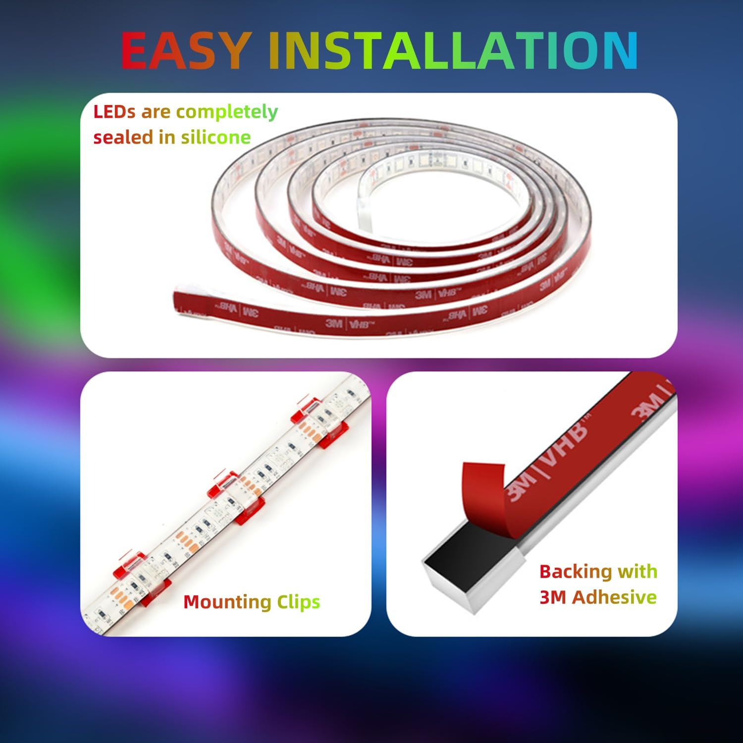 Waterproof RGB Color Changing LED Kayak Lights - IP68 Marine Boat Strip Lights with Remote for SUP, Canoes, Paddleboards (2 Pack) - Perfect for Night Fishing, Boating & Water Sports