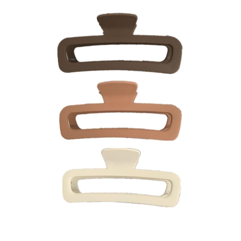 BAKEFY - 2 Pack 5 Inch Unbreakable Large Hair Claw Clips for Women, Square Rectangle Hair Clamps for Thick Curly Long Hair - Perfect for Updos, Ponytails and Everyday Hairstyles