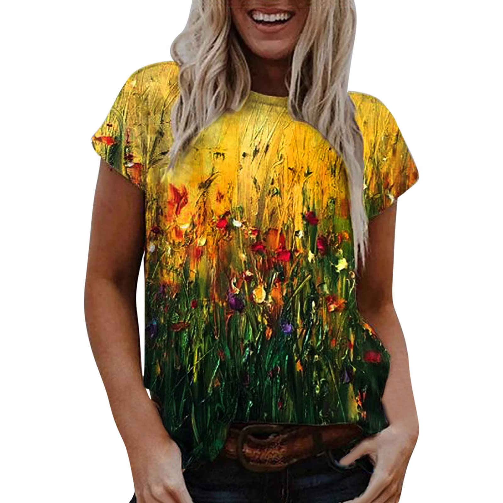 Stylish MOKINGTOP Women's Summer T-Shirts - Short Sleeve Tunic Strappy Cold Shoulder Tops for Casual Wear, Beach Outings & Summer Fashion