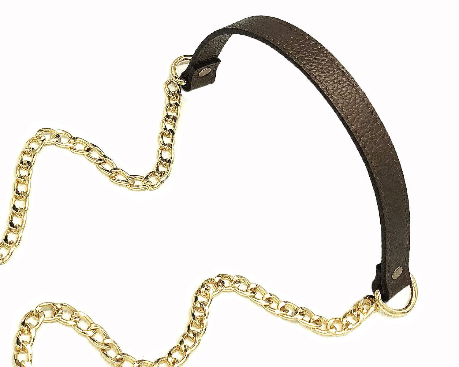 VanEnjoy 18MM Replacement Chain & Genuine Leather Shoulder Crossbody Strap for Handbags, Purses, Tote Bags - Adjustable & Durable (Bronze) | Perfect for Daily Use, Shopping, Travel & Fashion Accessories