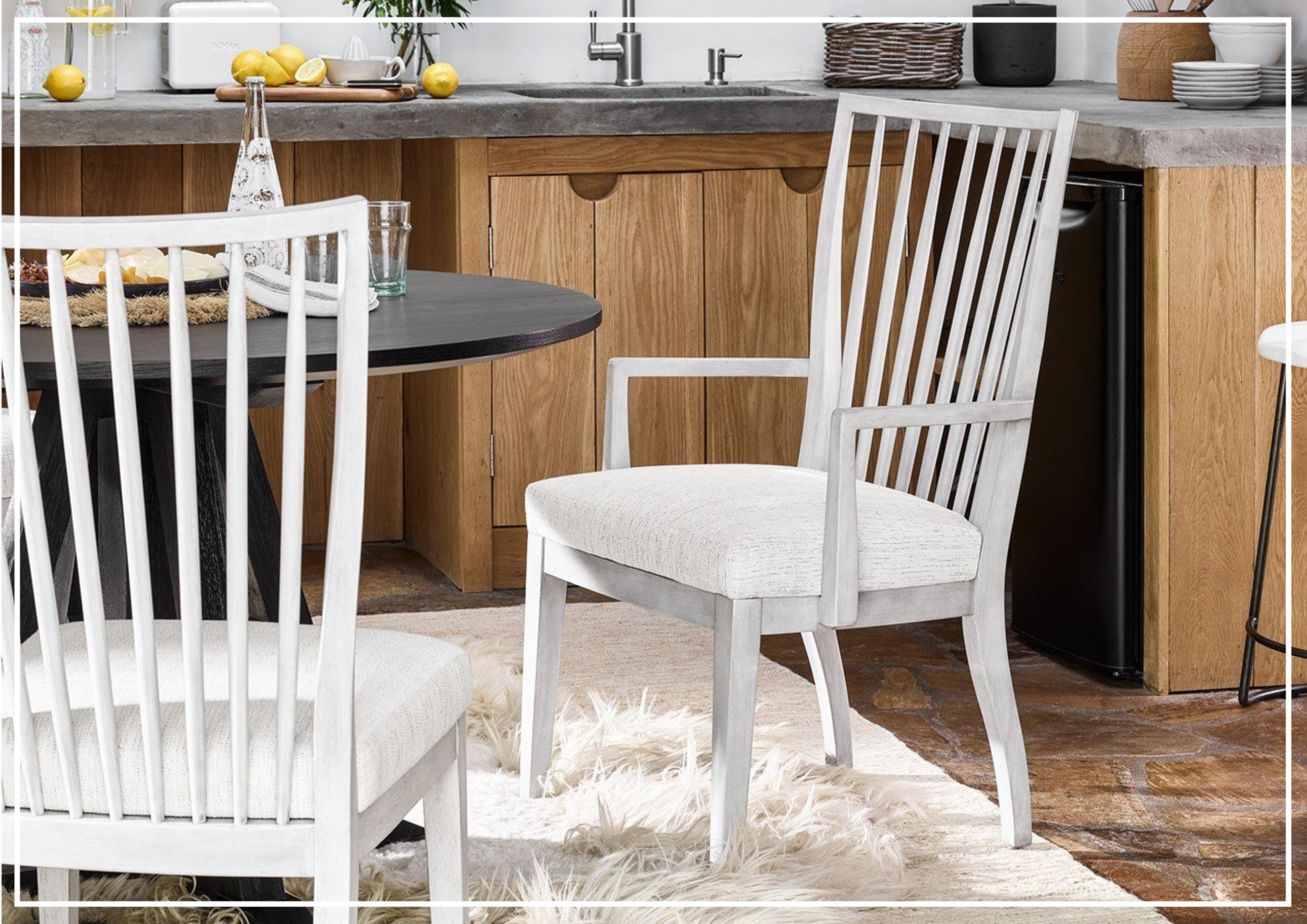 Modern Farmhouse Wooden Arm Chair - White Universal Furniture for Dining Room, Kitchen, or Living Room - Bowen Style Comfortable Seating