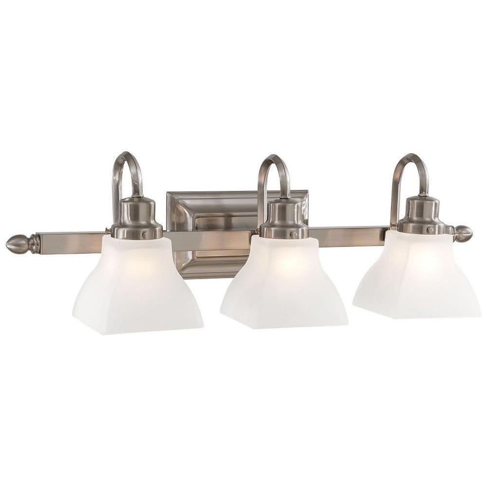 Minka Lavery 5583-84 Mission Ridge Reversible Glass Bath Vanity Light Fixture - 3-Light Wall Sconce, 300W Max, Brushed Nickel Finish - Perfect for Bathroom, Powder Room, and Dressing Area Lighting
