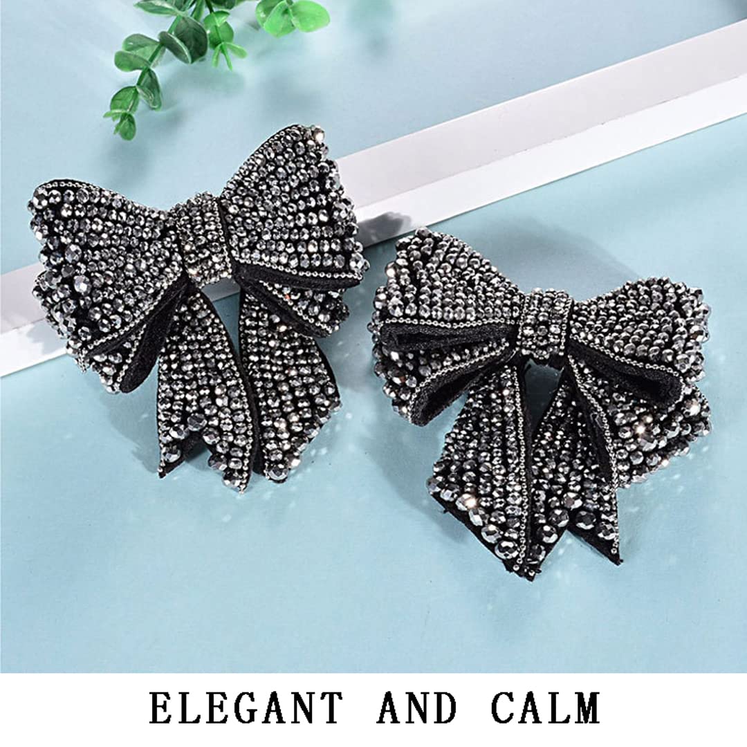 Tsangbaby Rhinestone Bow Shoe Clips - Removable Crystal Shoe Accessories for Women & Girls (2 Pcs) - Elegant Shoe Buckle Decor for Parties, Weddings & Special Occasions