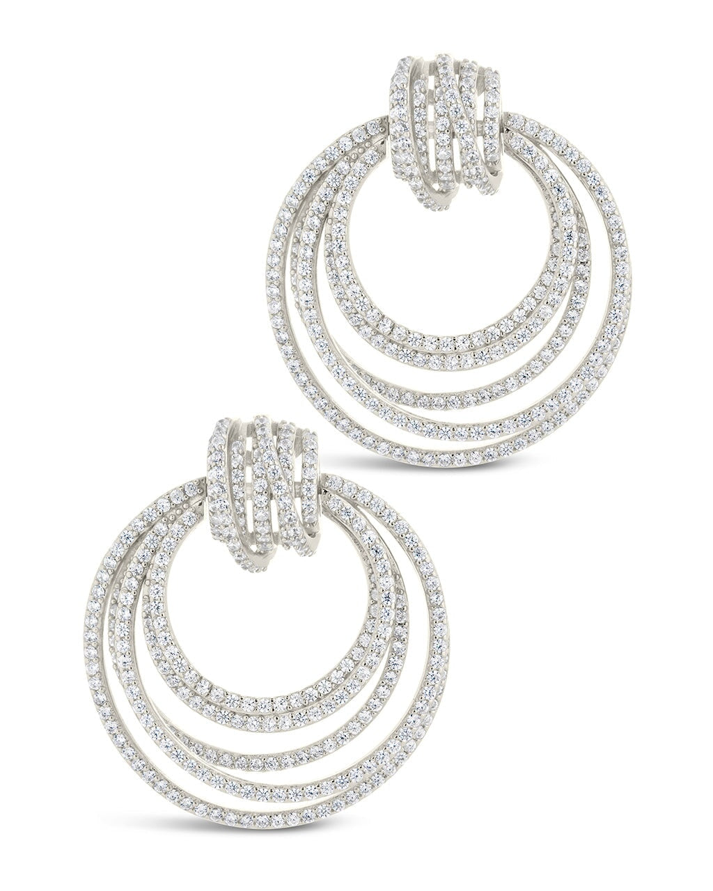 Jordana CZ Statement Circle Stud Earrings for Women - Sparkling Cubic Zirconia Fashion Jewelry for Party, Wedding & Evening Out