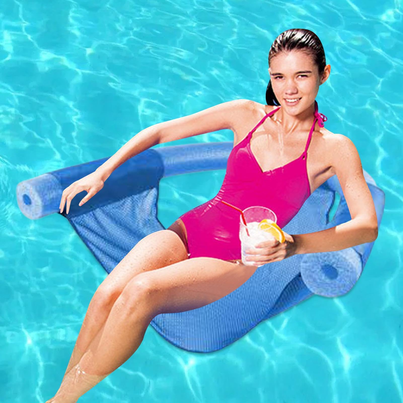 Floating Pool Chair with Mesh Seat - Lightweight Water Hammock for Swimming Pool Relaxation - Perfect for Lounging, Sunbathing, and Cooling Off in Your Backyard or Vacation Home