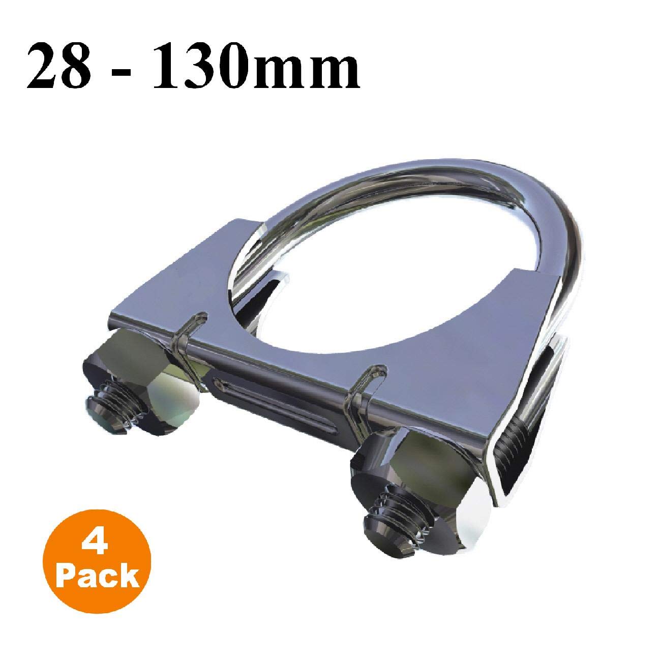 4 Pack Heavy Duty Universal U Bolt Clamps - 38mm Exhaust Pipe Clamp for TV Antenna, Aerial, Automotive & Plumbing - Durable Stainless Steel Pipe Fastener for Secure Connections