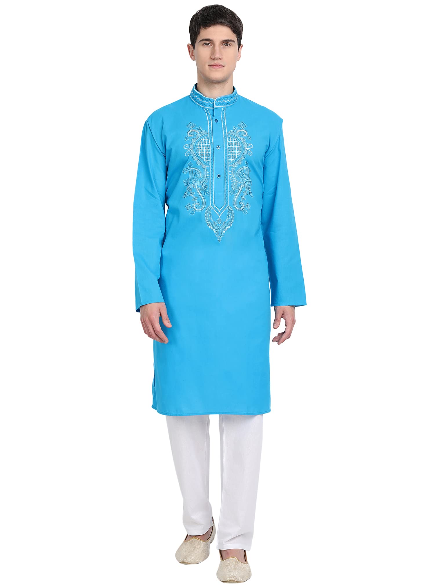 Men's Cotton Kurta Pajama Set - Long Sleeve Traditional Ethnic Casual Wear for Festivals, Weddings & Daily Comfort | Breathable Loungewear & Sleepwear