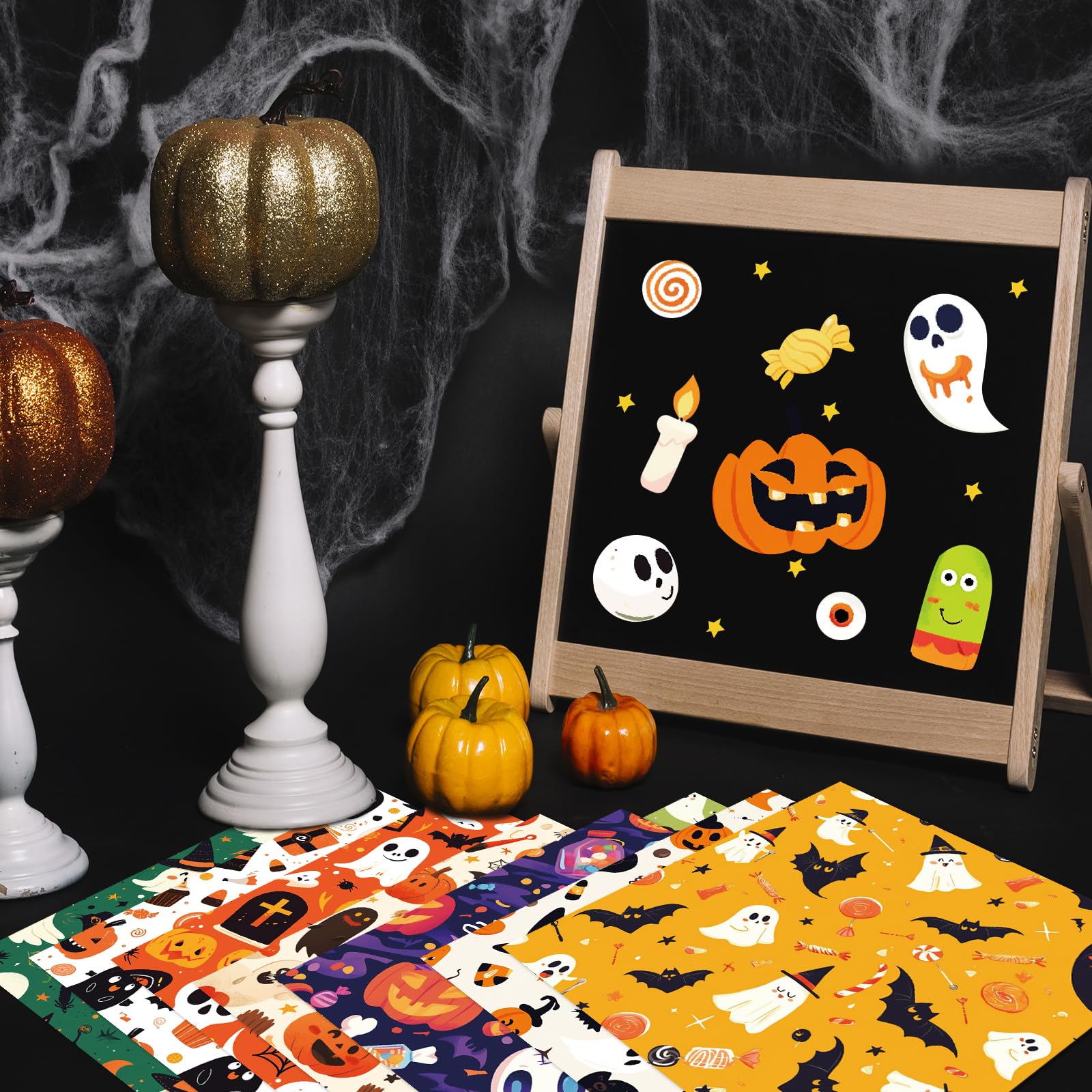 Halloween Pattern Scrapbook Paper - 24-Piece Premium Craft Paper for DIY Cards, Photo Albums & Scrapbooking | Acid-Free Decorative Paper for Halloween Party Invitations, Gift Wrapping & Home Decor