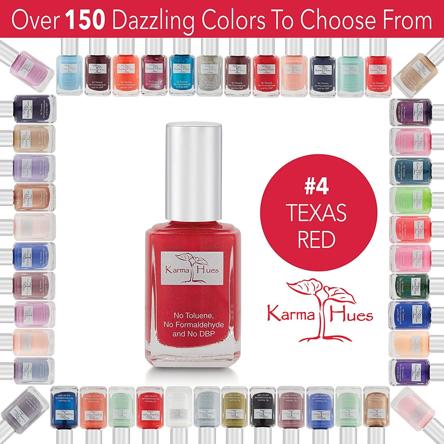 Organic Vegan Nail Polish - Non Toxic, Cruelty Free & Fast Drying Nail Paint for Women - Long Lasting Texas Red Nail Art Polish - Perfect for Manicures, Pedicures & Special Occasions