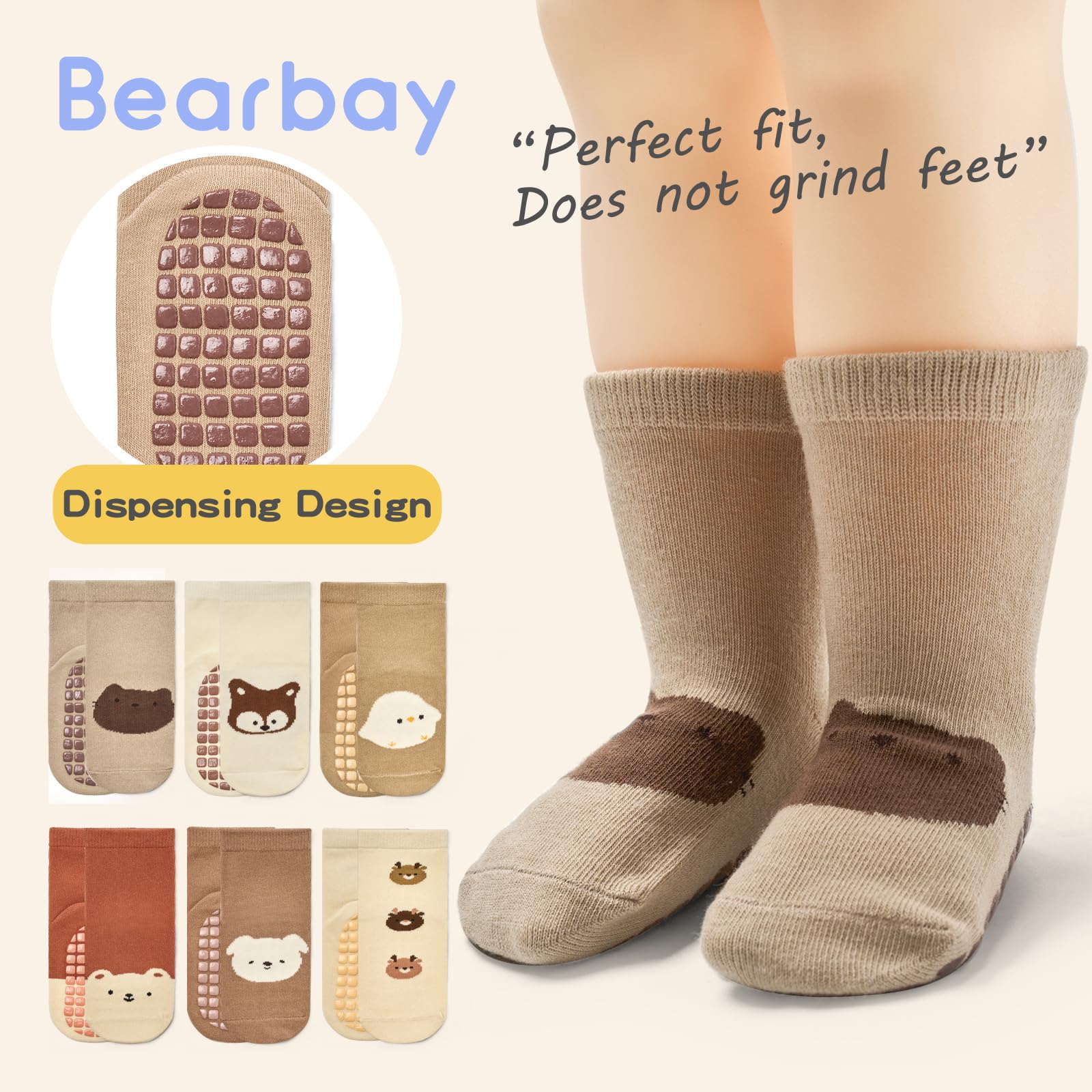 Non-Slip Baby Socks with Grippers (9 Pairs) - Anti-Skid Ankle Socks for Infants & Toddlers 0-7 Years - Perfect for First Steps, Crawling & Playtime