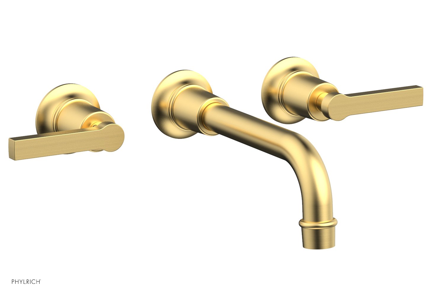 HEX MODERN Wall Mount Bathroom Faucet Set with Lever Handles - Brushed Nickel Finish - 501 14 - Perfect for Modern Home, Hotel, and Commercial Restroom Upgrades