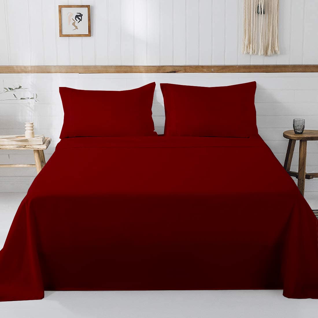 Premium Ultra-Soft Microfiber Twin XL Sheet Set - College Dorm Size Bedding - Deep Pocket Fitted Sheet & Double Brushed Fabric - Burgundy - Perfect for Dorms, Guest Rooms & Small Spaces