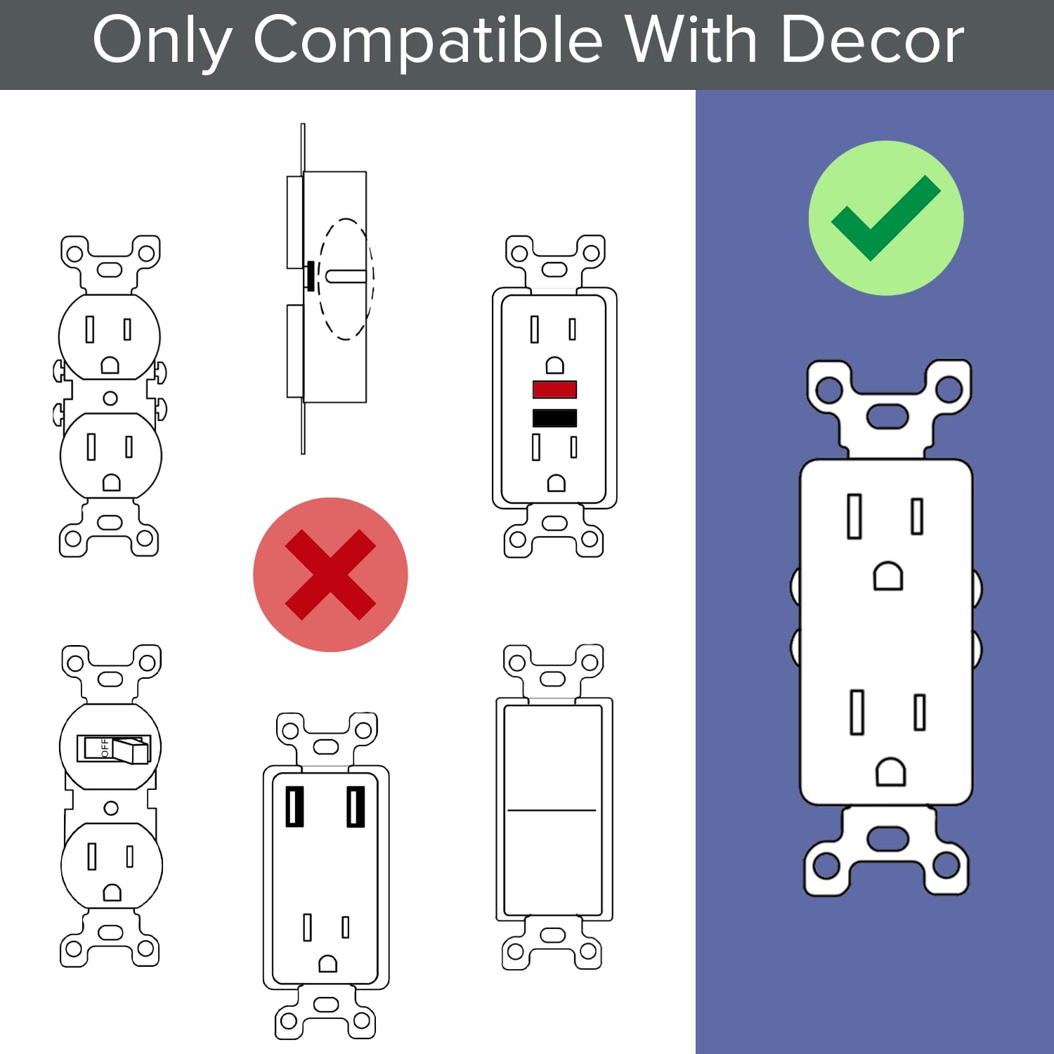 6 Pack SnapPower GuideLight 2 Outlet Cover with LED Night Light - Automatic On/Off Sensor - Standard Decor (Light Almond) - Perfect for Hallways, Bedrooms & Bathrooms