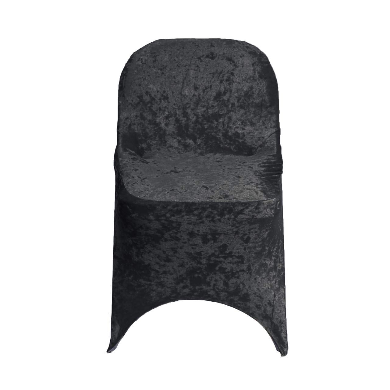 Premium Velvet Spandex Folding Chair Covers - Stretch Fitted Black Upholstery Slipcovers - Washable & Removable Furniture Protector for Dining, Events, and Home Decor