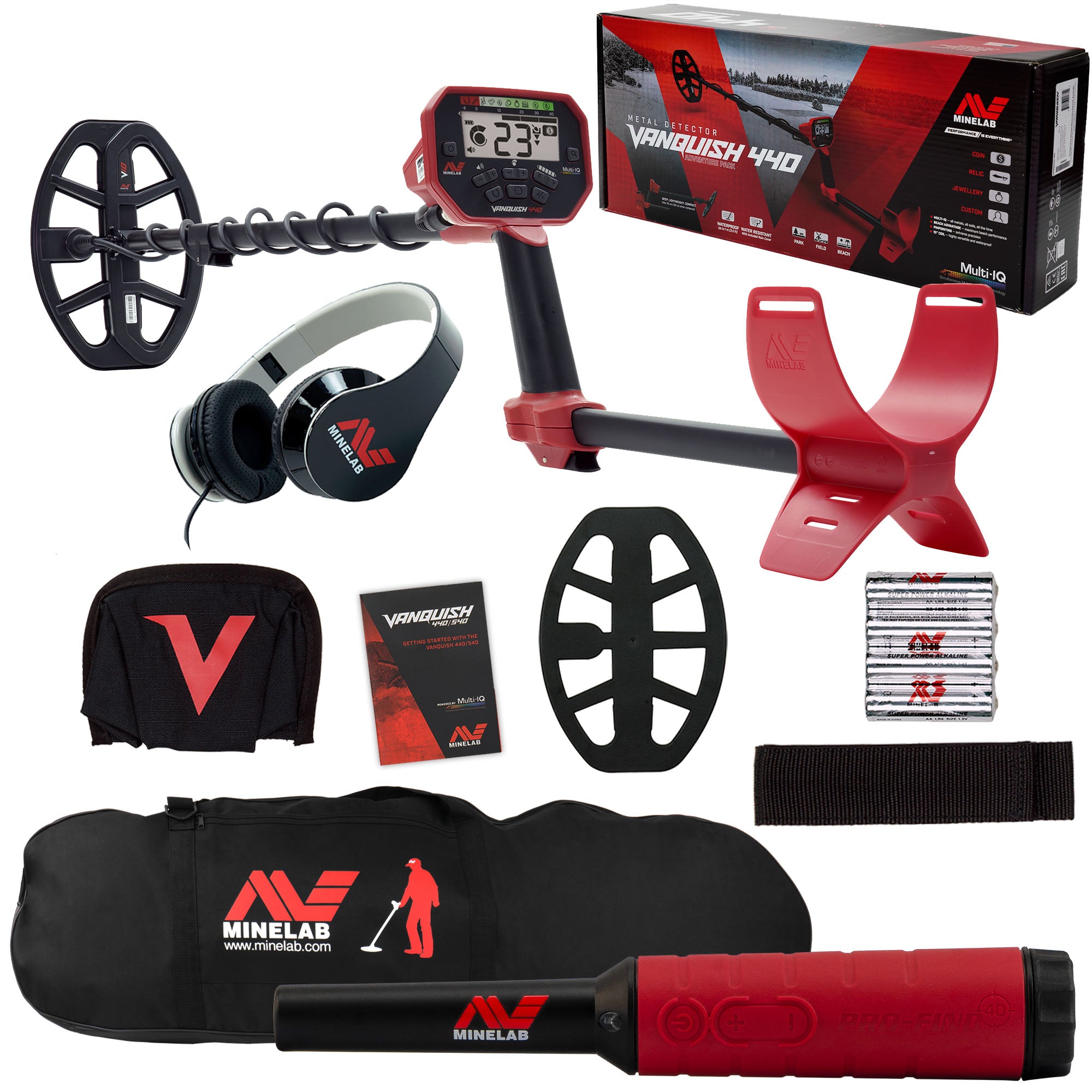 Minelab VANQUISH 440 Metal Detector with Pro Find 40 Pinpointer & Carry Bag - Professional Metal Detecting for Treasure Hunting, Beach & Outdoor Adventures