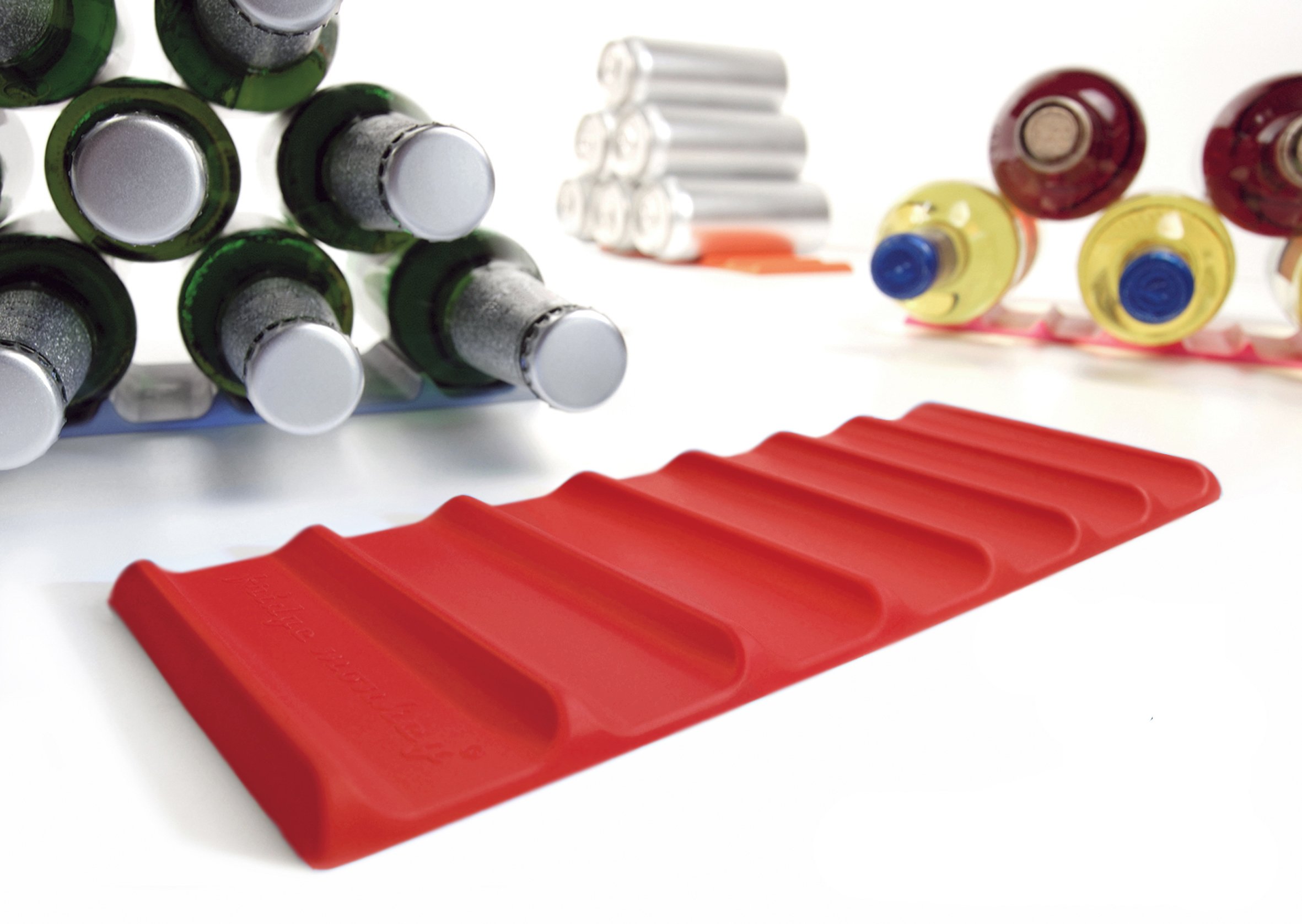 Premium Fridge Drink Organizer - Stackable Soda Can, Beer, Wine & Water Bottle Holder - Durable Non-Slip Anti-Roll Storage Solution for Refrigerator - Perfect for Kitchen, Office, Party & RV Organization