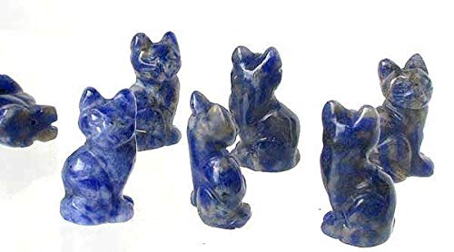 Handmade Sodalite Cat Beads for Jewelry Making - 2 Pack Carved Sitting Cat Charms - Perfect for Bracelets, Necklaces & DIY Crafts - Unique Gemstone Beads for Cat Lovers