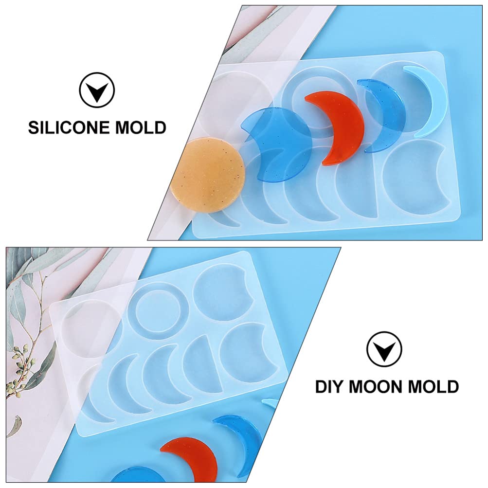 Moon Phase Silicone Molds for Resin Casting - 2PC Set (Crescent & Full Moon) - DIY Epoxy Jewelry Making, Keychain Pendants, Craft Art Supplies - Perfect for Home Decor, Gift Making & Boho Style Accessories