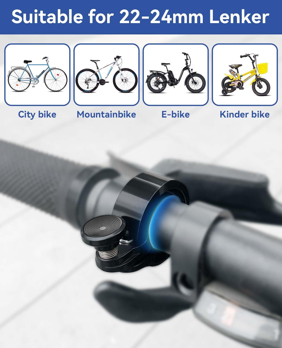2 Pack Bike Bell for Mountain Bike - Loud & Clear Mini Bicycle Bell with 22.2-24mm Handlebar Mount - Perfect for Cycling, Commuting, and Outdoor Adventures