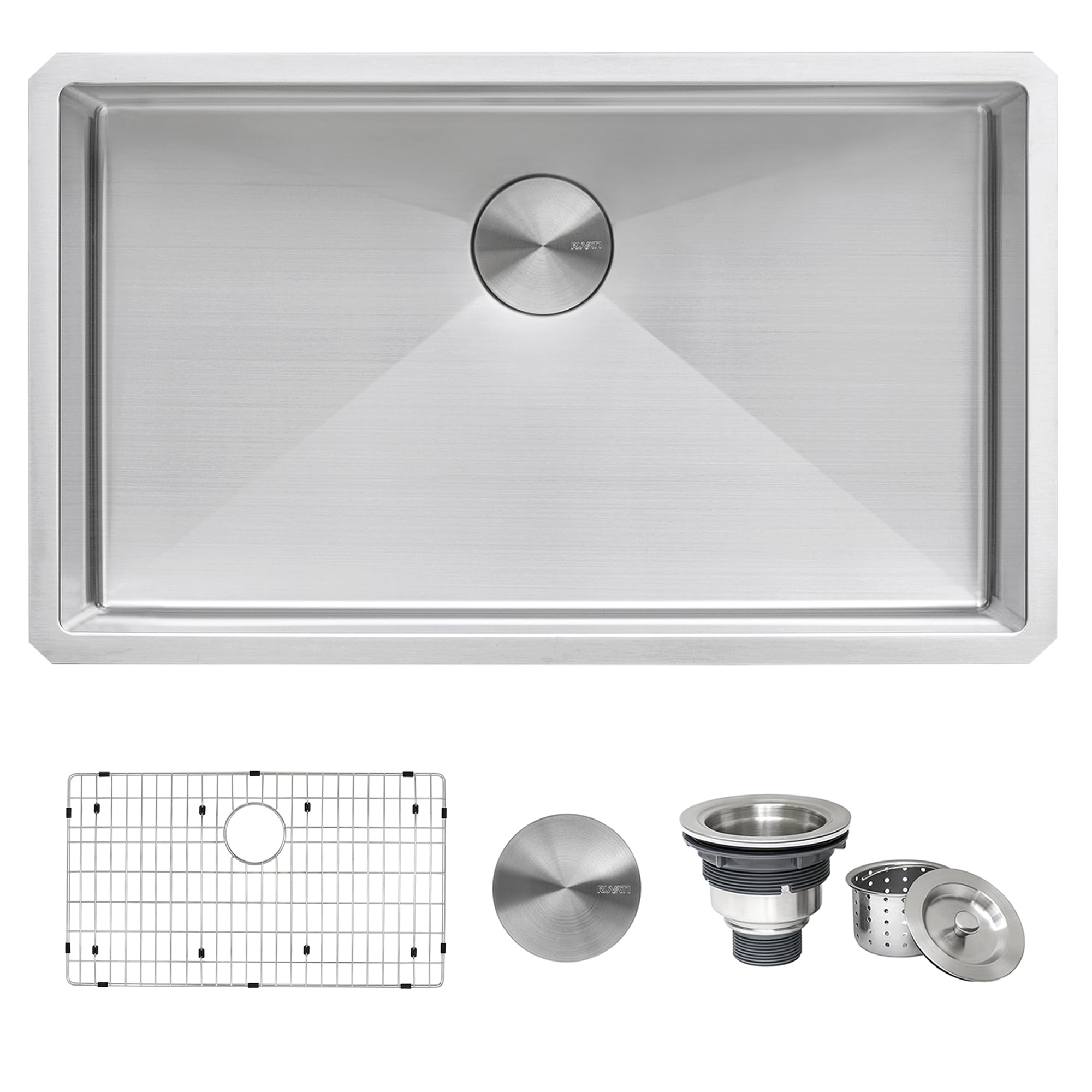 Ruvati 30-inch Undermount Kitchen Sink - 16 Gauge Stainless Steel Single Bowl with Brushed Finish & Rounded Corners | Scratch-Resistant, Easy to Clean | Perfect for Modern Kitchens & RVH7300 Model