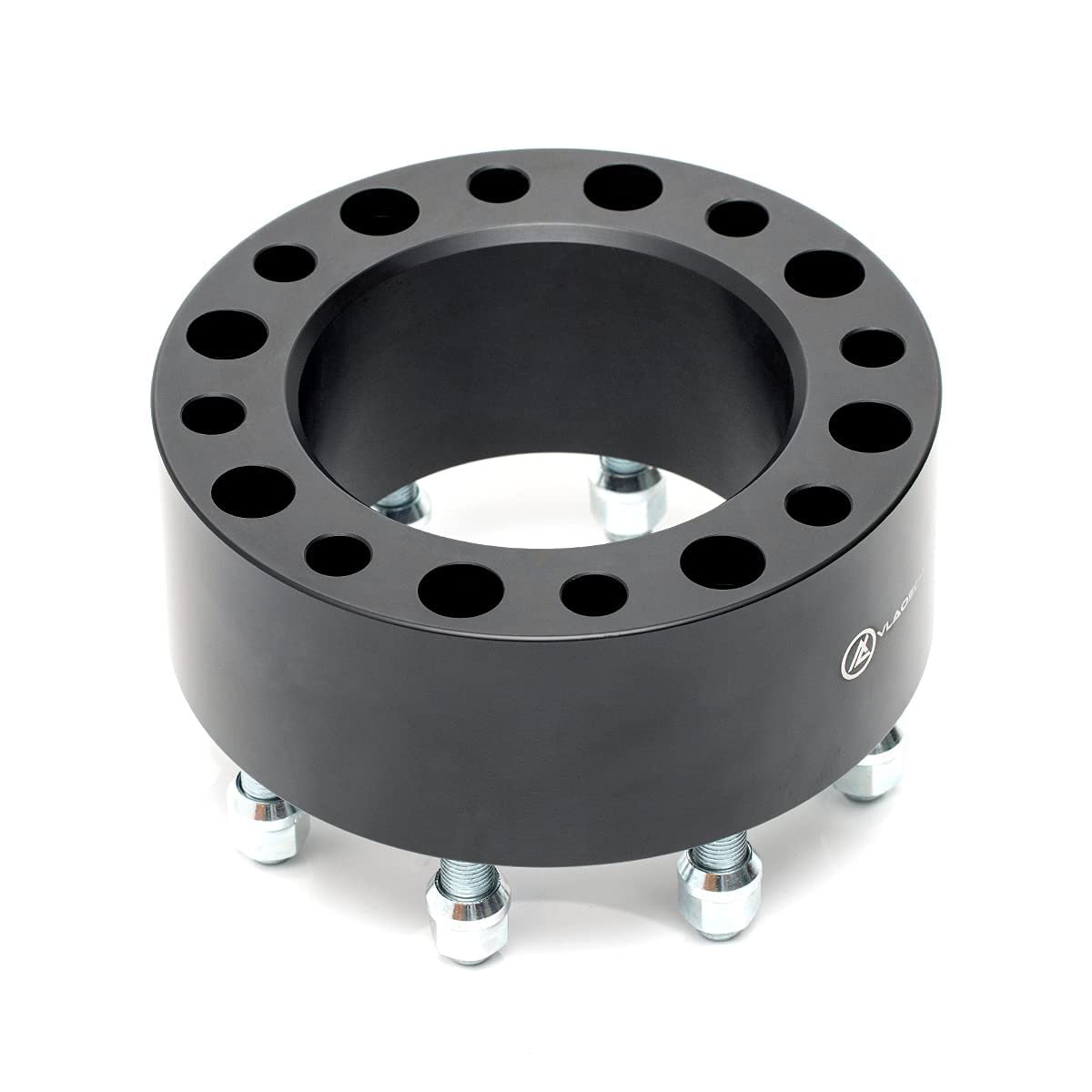 VLAOSCHI 3 Inch Black Forged Wheel Spacers 8x6.5 Bolt Pattern with 14x1.5 Studs - Compatible with Chevrolet GMC 8 Lug 8x165.1 (1999-2010 Silverado Sierra 2500/3500 HD) & RAM 2500/3500 (2014-2021) - Heavy Duty Truck Wheel Spacer Kit (Pack of 2) for Improved Stability & Off-Road Performance