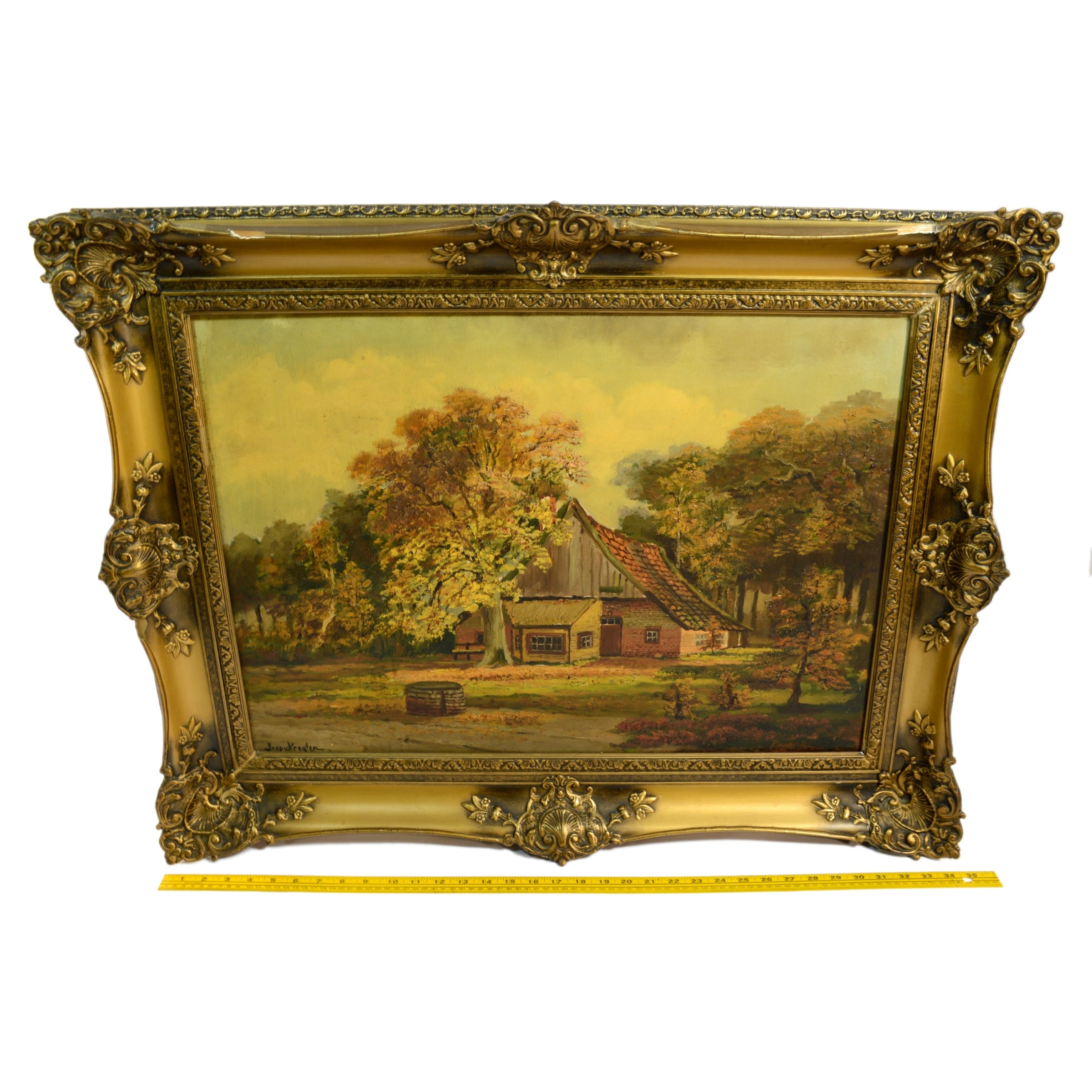 Original Oil Painting on Canvas - Handmade Artwork with Ornate Frame by Unknown Artist JAADV.KREATEN - Perfect for Home Decor, Living Room Wall Art & Gift Ideas