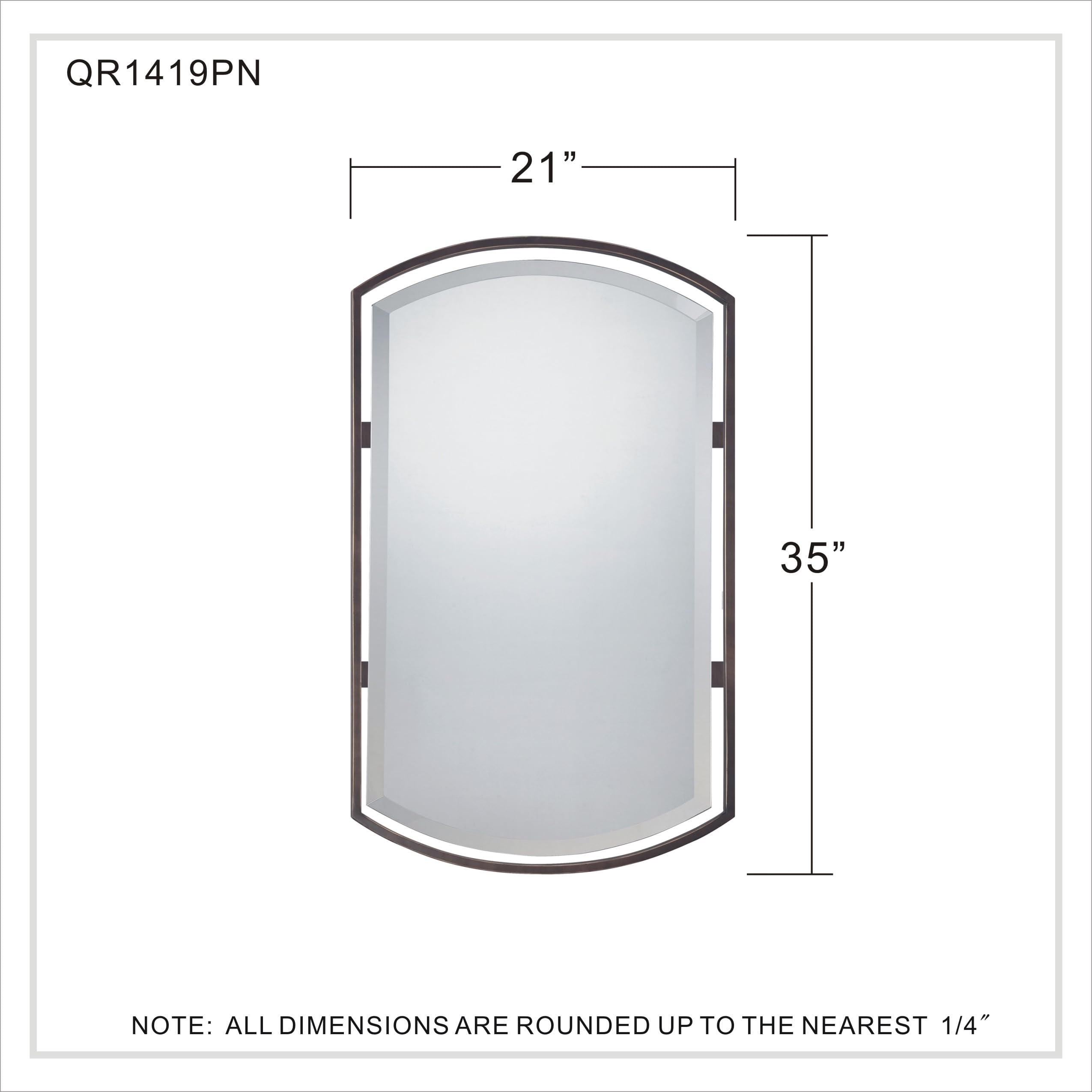 Quoizel QR1419PN Small Bronze Mirror Vanity Light - Perfect for Bathroom Makeup Vanity, Dressing Room, and Bedroom Decor