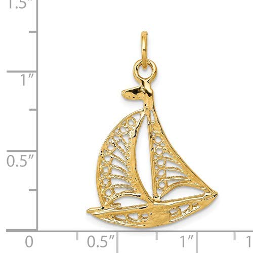 14K Yellow Gold Sailboat Charm Pendant - Roy Rose Jewelry for Women | Perfect for Nautical-Themed Jewelry Collection, Beach Vacation Accessories & Gift Ideas