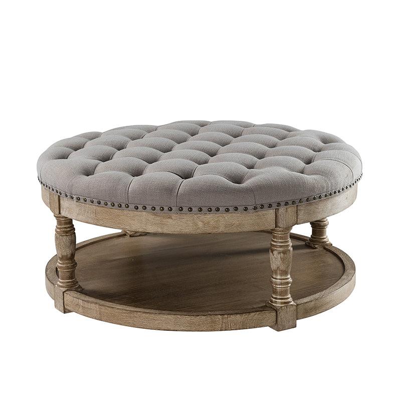 Danilynn Tufted Round Cocktail Ottoman Coffee Table - Stylish Footrest & Side Table for Living Room, Bedroom & Lounge Areas