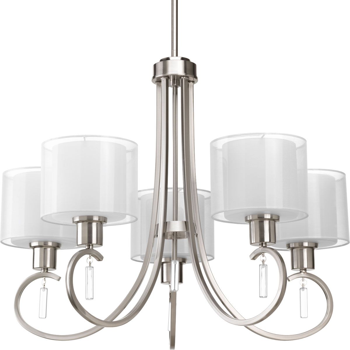 Invite Collection 5-Light White Silk Mylar Shade Chandelier - Elegant Dining Room Lighting Fixture for Home Decor