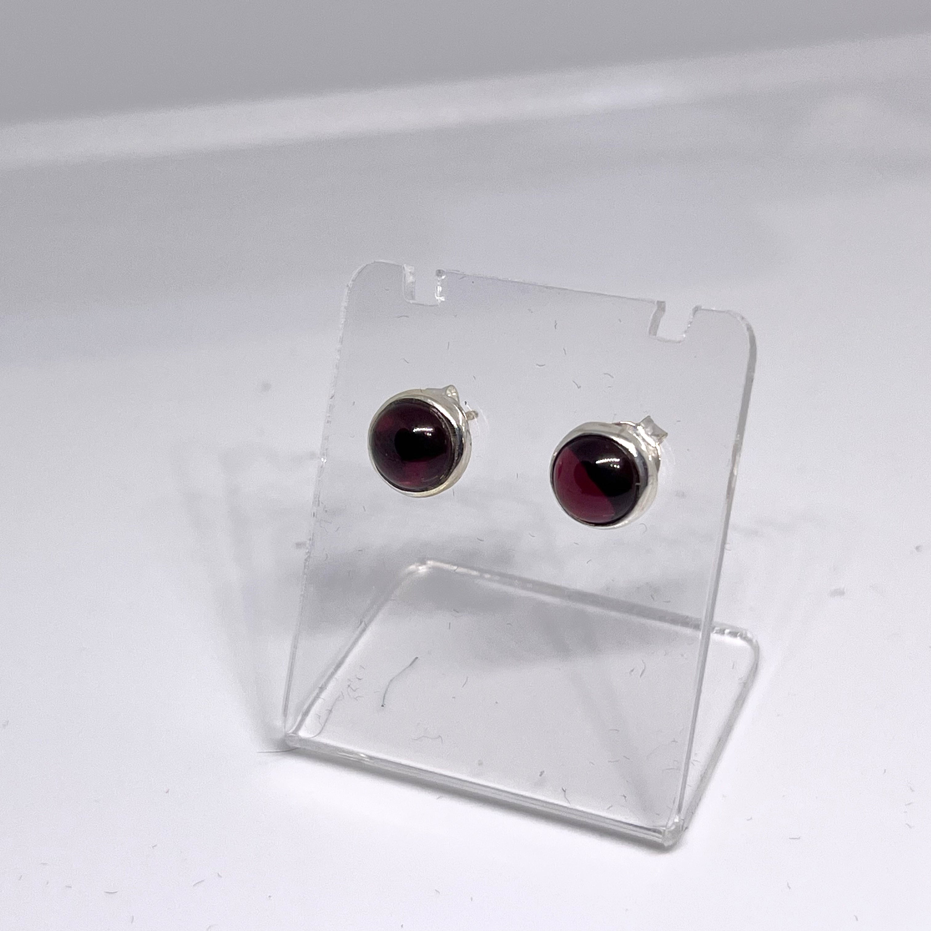 6.5mm Round Cabochon Bezel Set Stud Earrings - PSE018 - Perfect for Everyday Wear, Gift Giving & Special Occasions