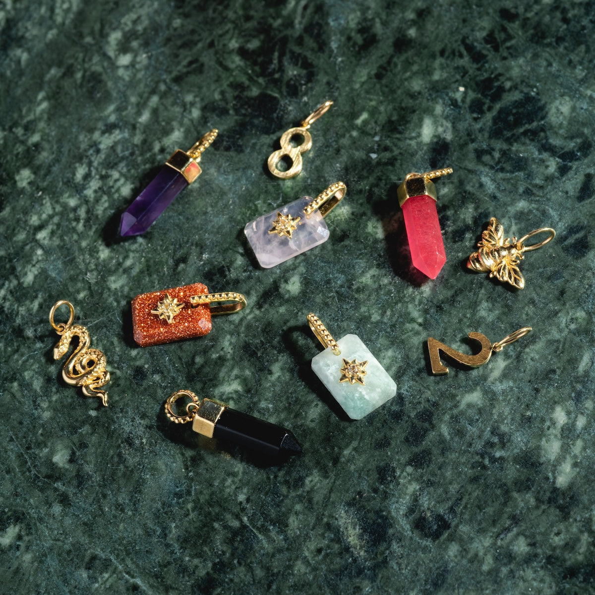 Solid Gold Crystal Amulet Charm for Manifestation & Good Luck - Spiritual Jewelry for Meditation, Energy Healing & Positive Vibes