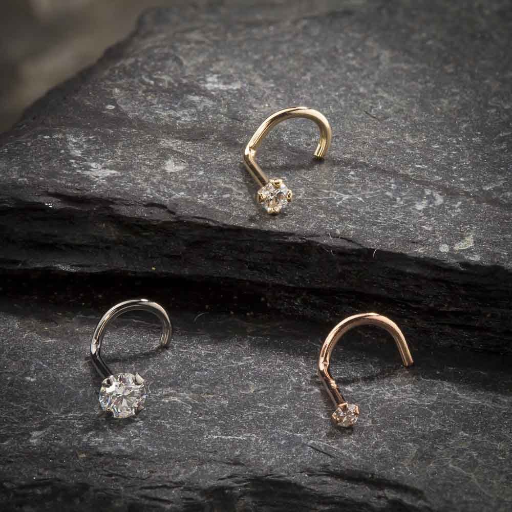 14K White Gold Genuine Diamond Nose Ring Stud - 20 Gauge Twist Screw with I1 Clarity | Hypoallergenic Body Jewelry for Women | Perfect for Everyday Wear, Parties & Special Occasions