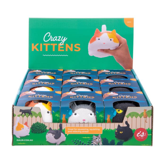 Crazy Kittens Squishy Sensory Toy - Stress Relief Fidget Toy for Kids & Adults, Soft & Cute Cat Squishies - Perfect for Anxiety Relief, Classroom, Office & Travel