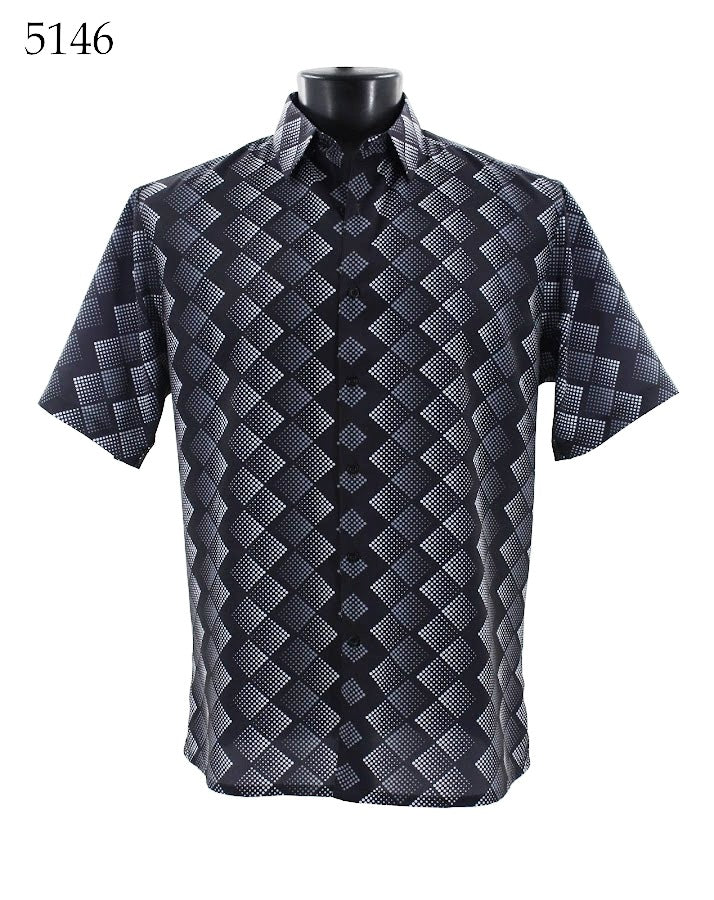 Bassiri Men's Short Sleeve Casual Shirt 5146 - Breathable Cotton Comfort Fit for Summer, Office & Outdoor Activities