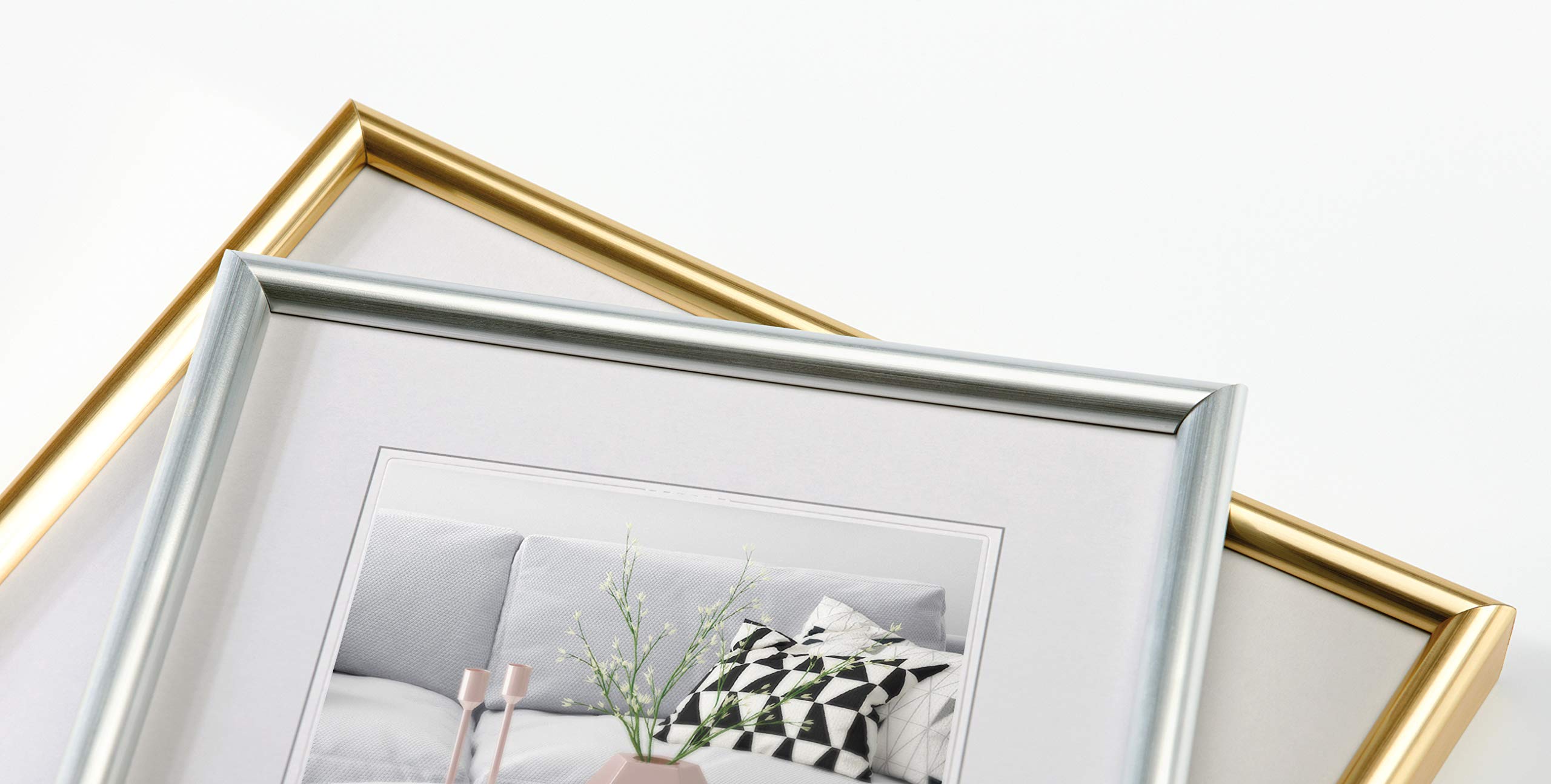 Premium Walnut Street Silver Picture Frame 8x8 Inches - Perfect for Home Decor, Wedding Photos, and Office Display