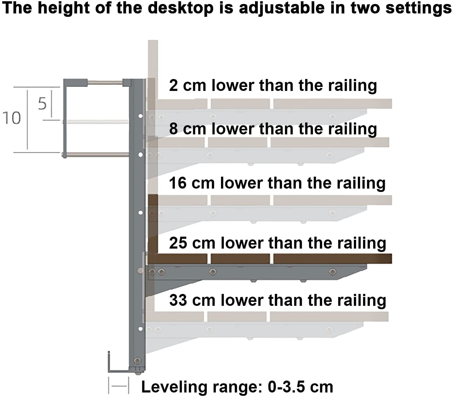 Balcony Hanging Table - Folding Railing Mounted Table for Outdoor, Garden, Deck - Counter Height (80x40cm) Black - Perfect for Small Space Dining, Coffee Break & Relaxing on Balcony